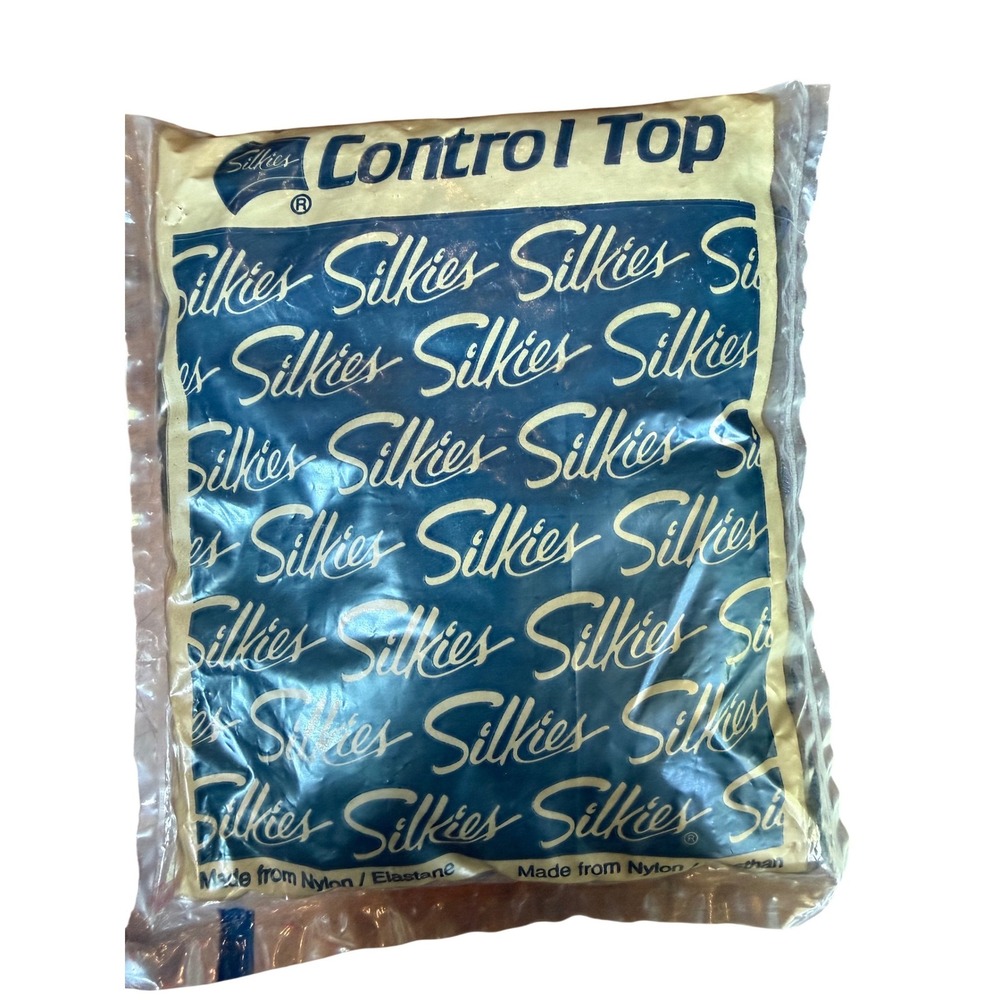 Silkies Control Top Hose Support Legs Navy Blue Medium Tights Made in USA 070207